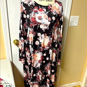 Dainty Jewells Pinks and RedsLong Sleeve Aline Dress. 3x EUC